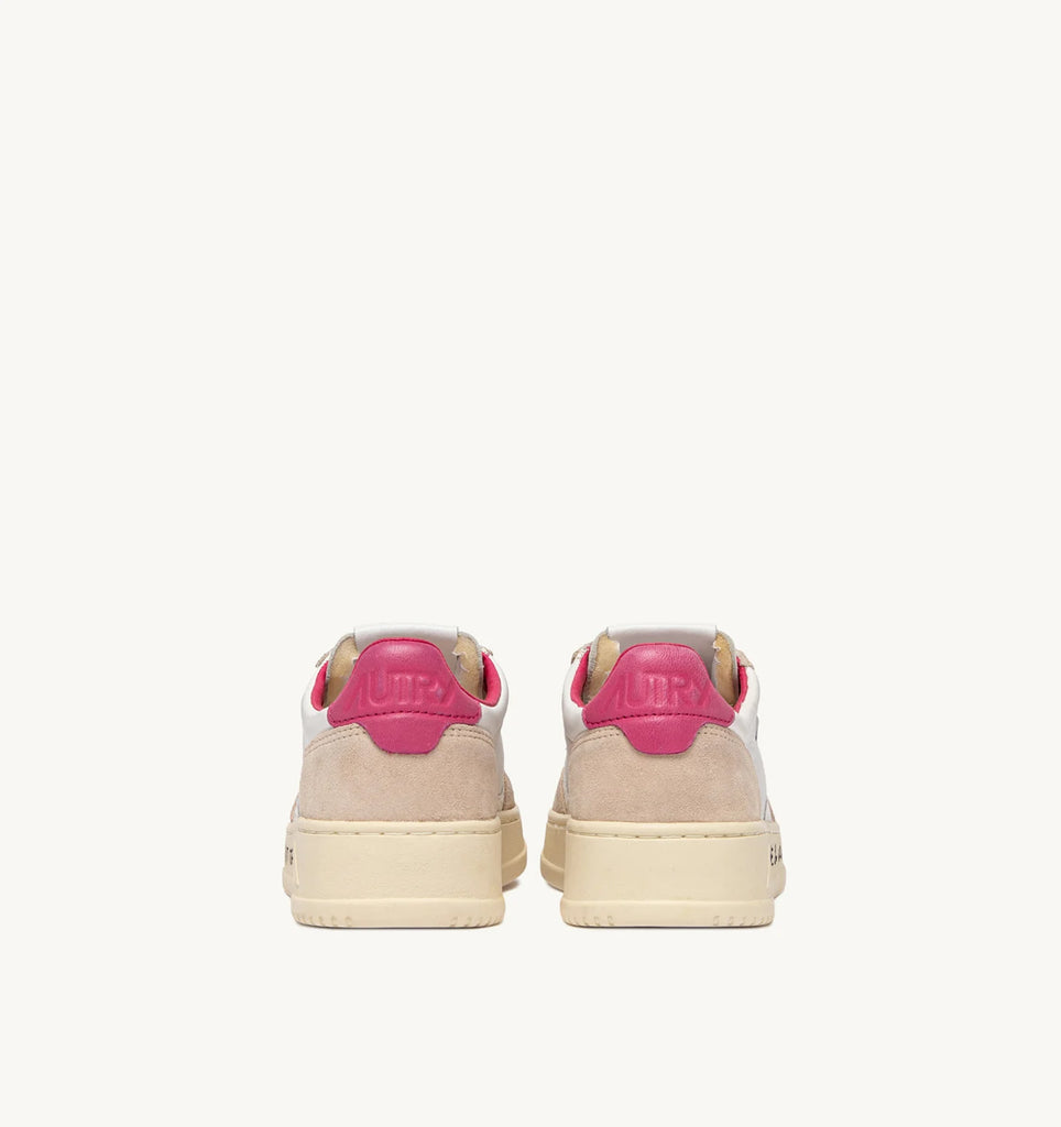 AUTRY Sneakers medalist low in suede e pelle bianca e fucsia