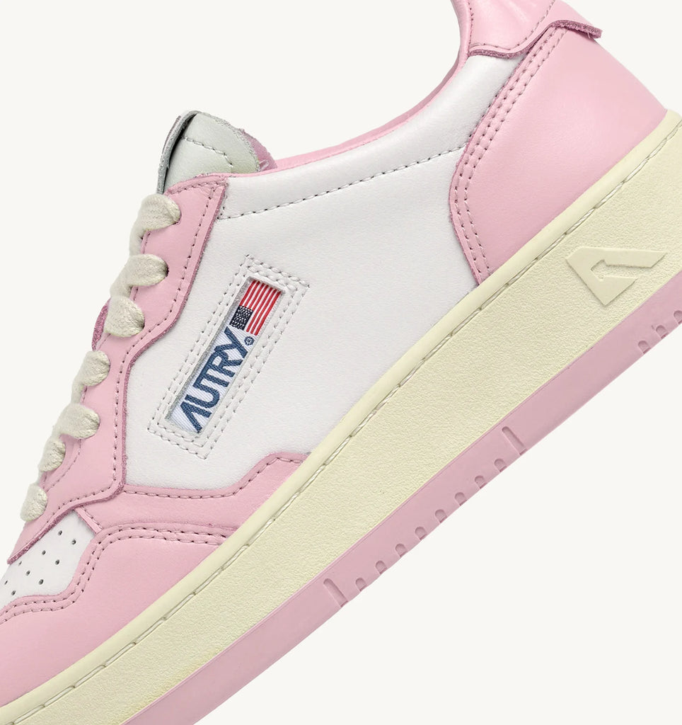 AUTRY Sneakers medalist low in pelle bicolore bianco e rosa