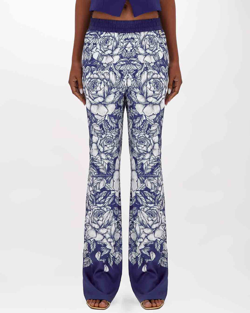 BLUGIRL Pantaloni in satin stampato