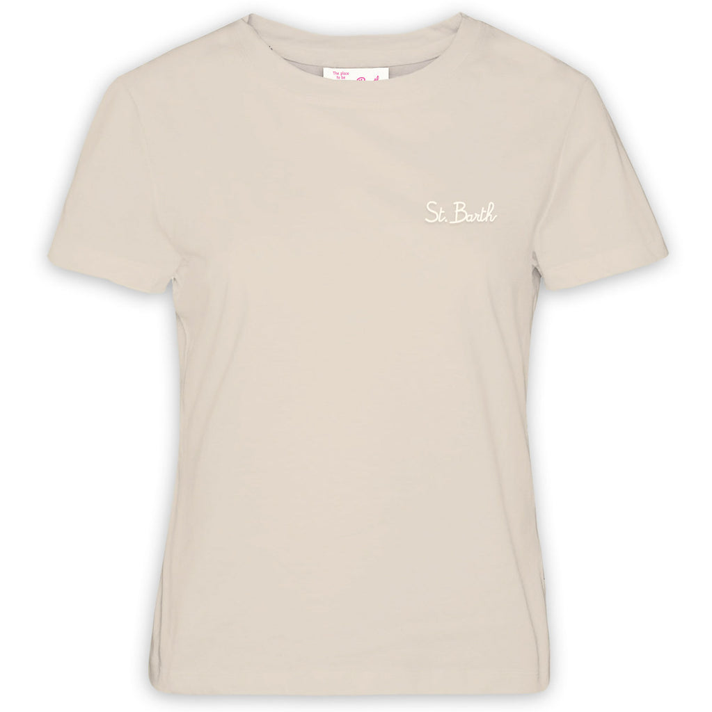 MC2 SAINT BARTH T-shirt girocollo in jersey di cotone Emilie con ricamo