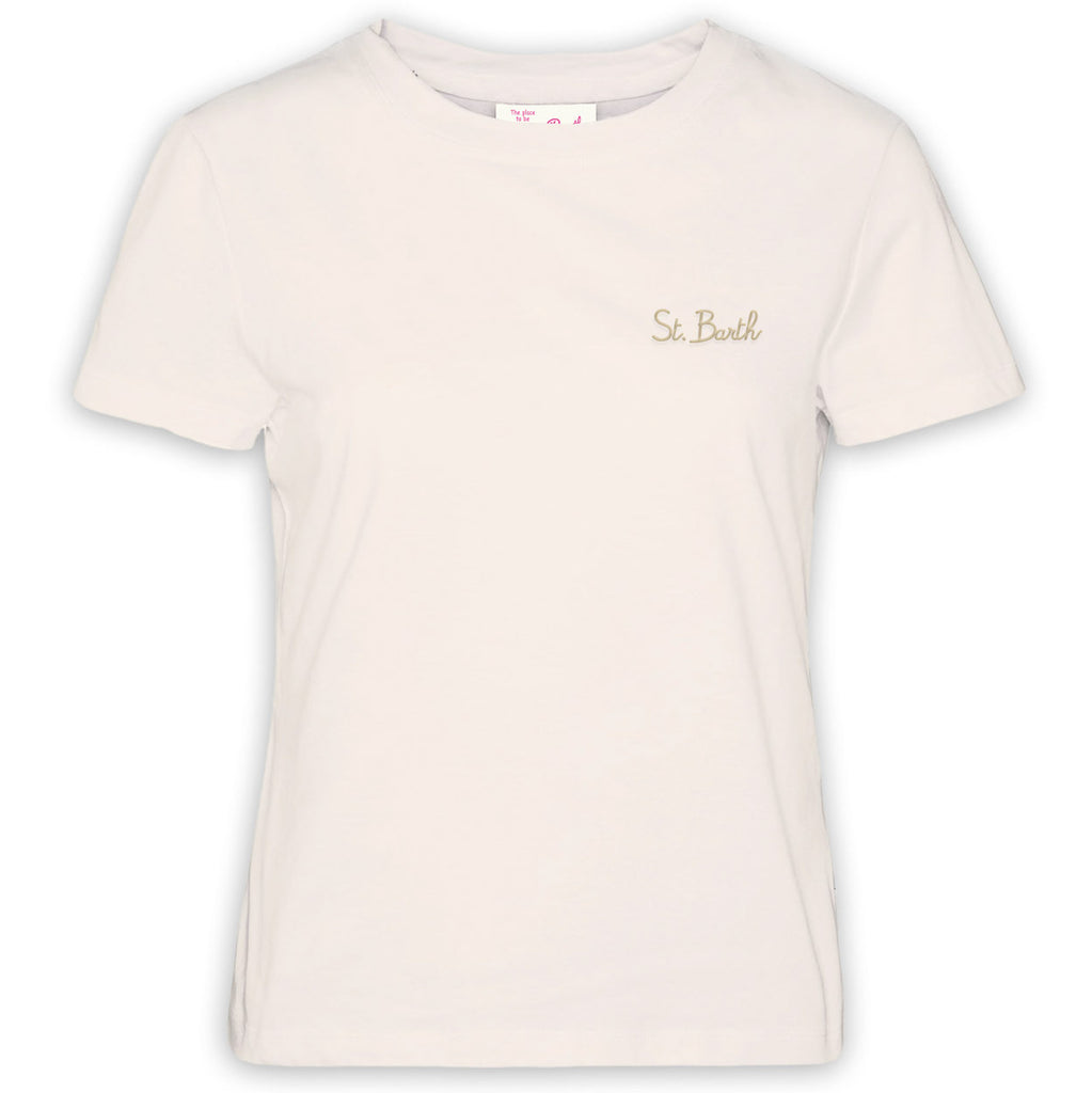MC2 SAINT BARTH T-shirt girocollo in jersey di cotone Emilie con ricamo