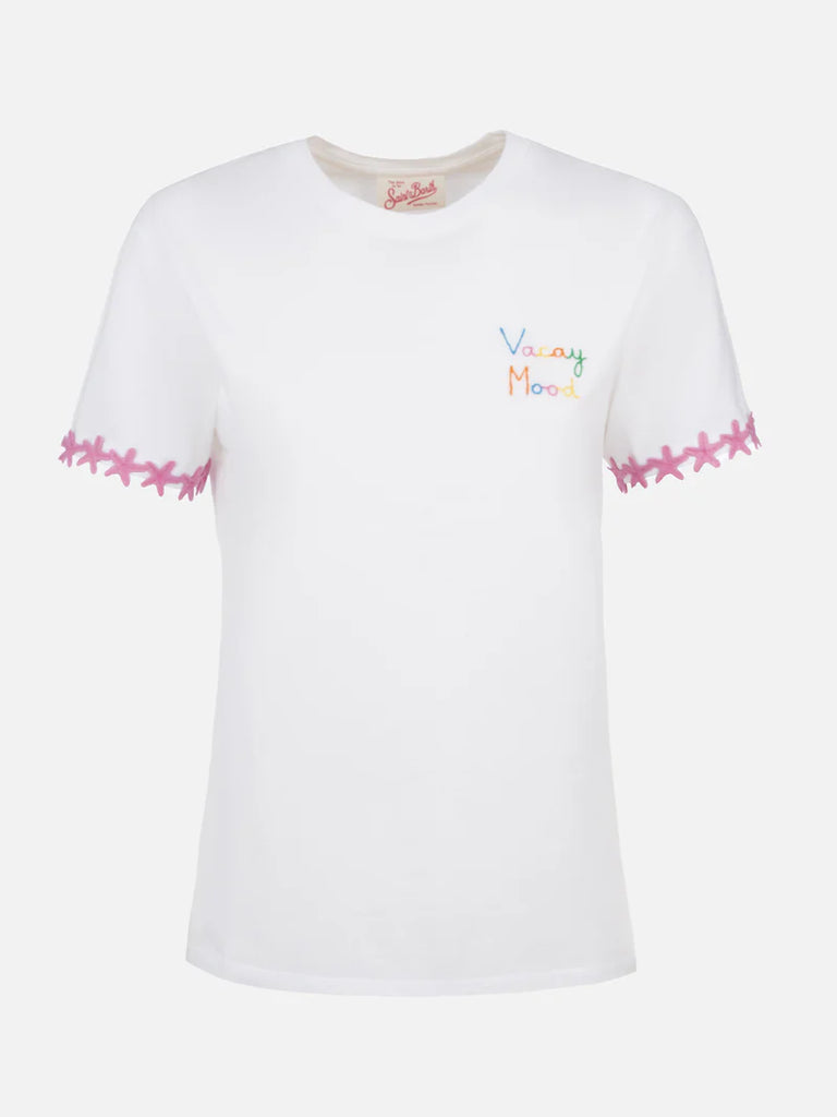 MC2 SAINT BARTH T-shirt girocollo Emilie in jersey di cotone con ricamo