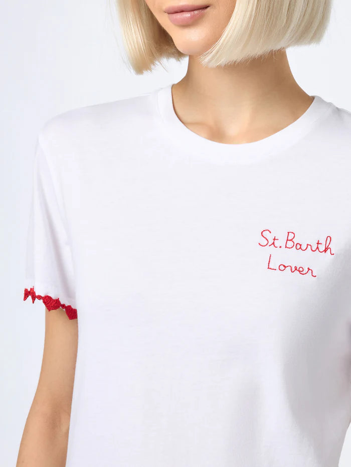 MC2 SAINT BARTH T-shirt girocollo Emilie in jersey di cotone con ricamo St. Bart
