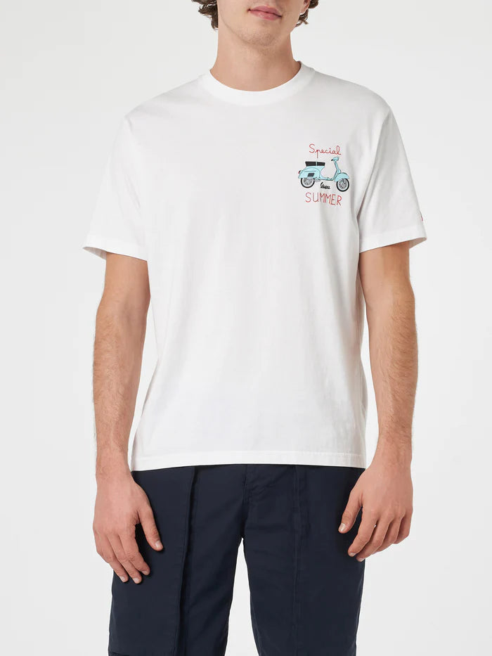 MC2 SAINT BARTH T-shirt con stampa piazzata e ricamo Vespa - EDIZIONE SPECIALE V