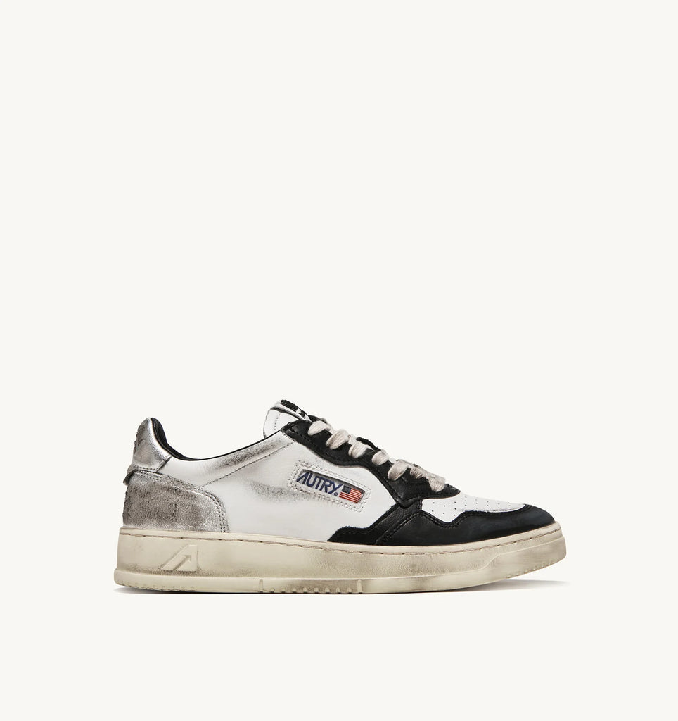 AUTRY Sneakers Medalist Low Super Vintage In Pelle Bianca Honey e Marrone