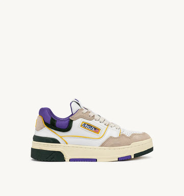 AUTRY Sneakers Clc Low In Pelle Bianca, Viola e Verde