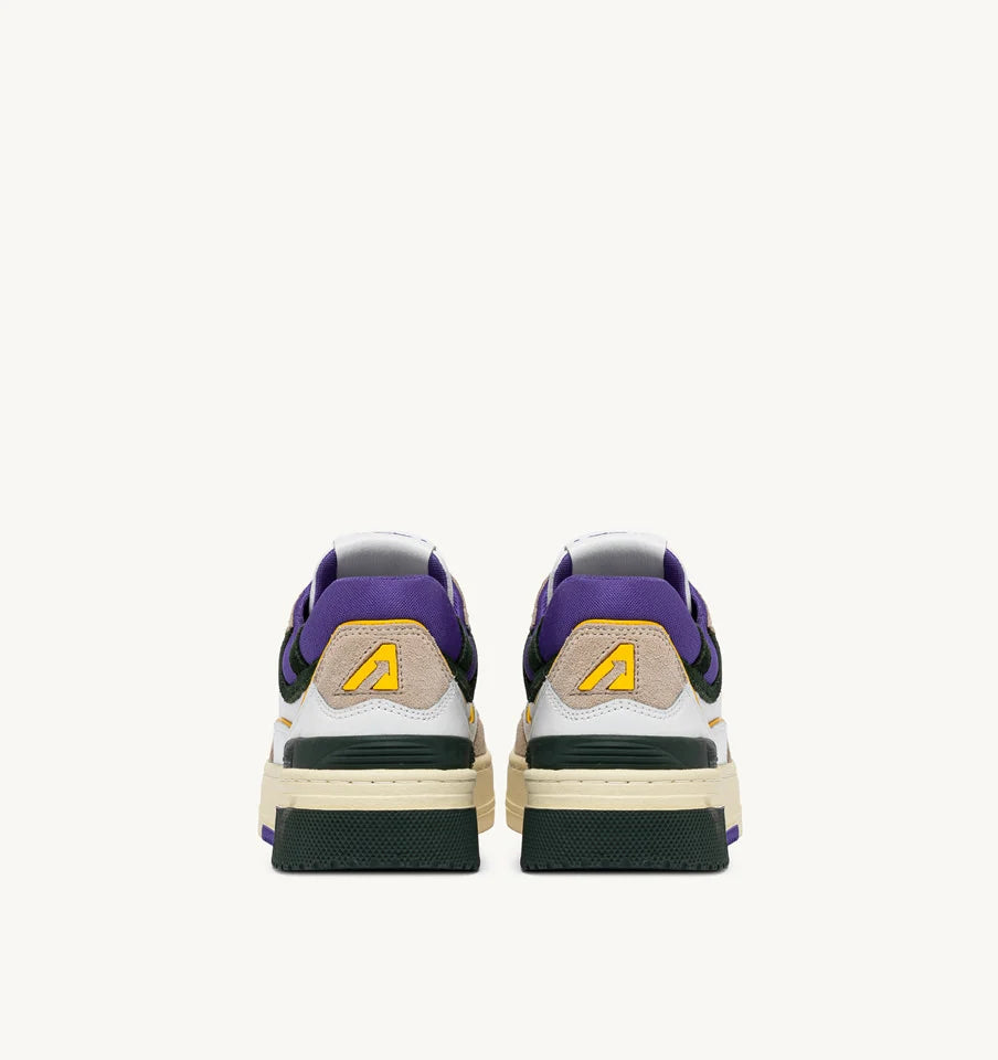 AUTRY Sneakers Clc Low In Pelle Bianca, Viola e Verde