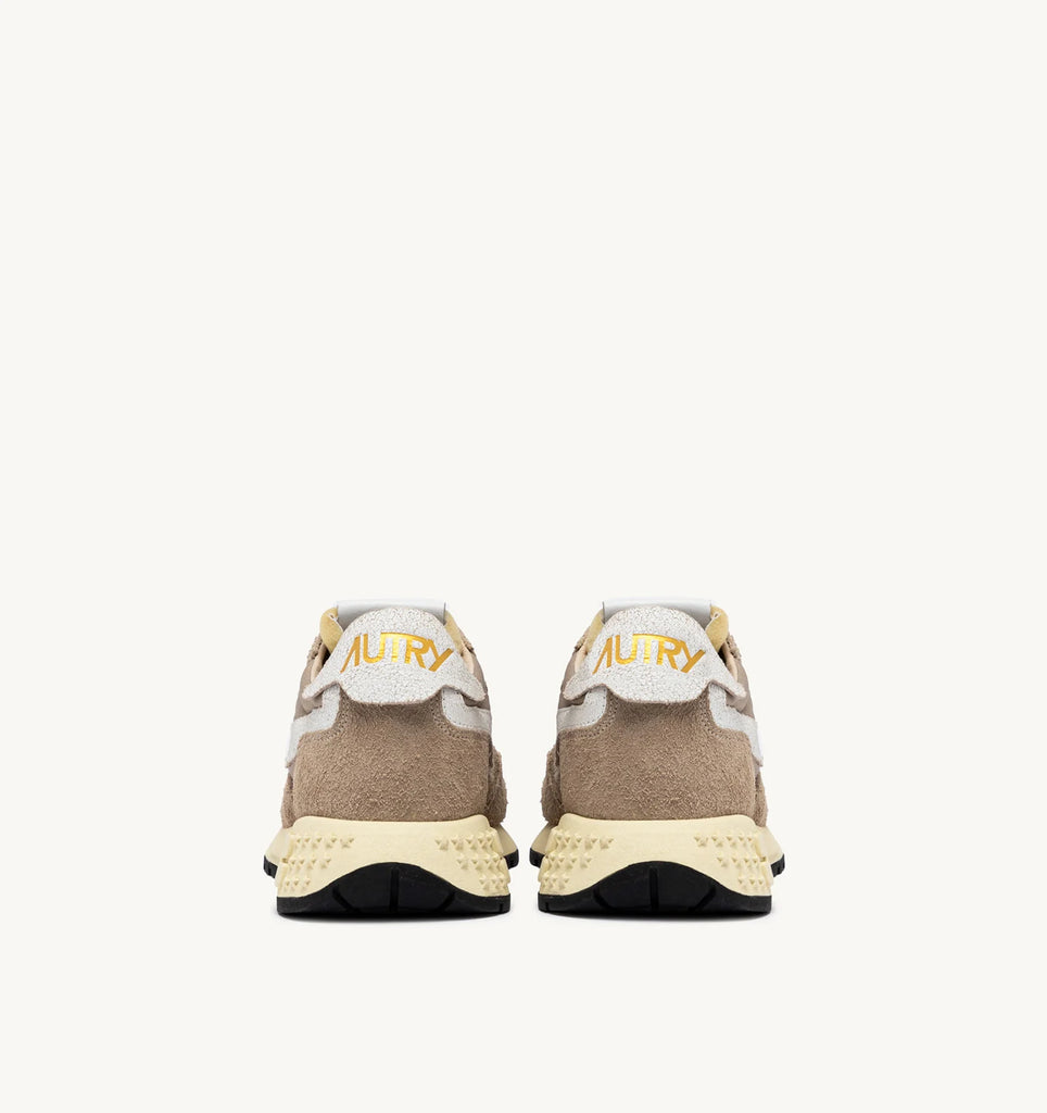 AUTRY Sneakers Reelwind Low In Nylon e Pelle Craquele Beige e Bianca