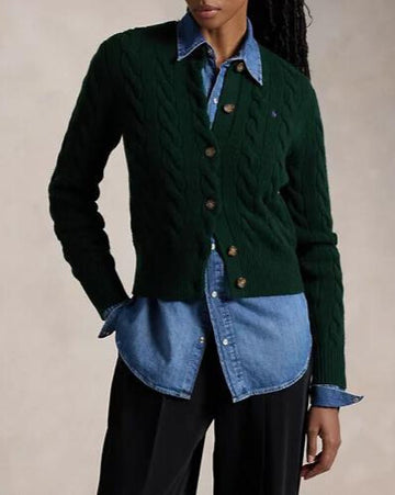 POLO RALPH LAUREN Cardigan in lana e cashmere a trecce