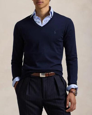 POLO RALPH LAUREN Maglia slim fit in lana con scollo a V