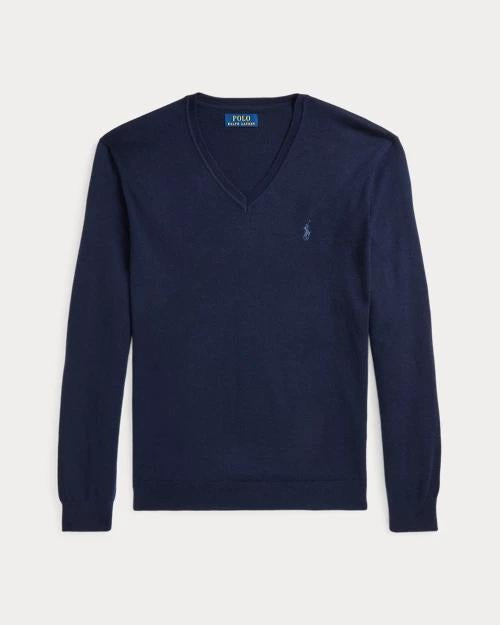 POLO RALPH LAUREN Maglia slim fit in lana con scollo a V