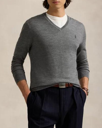 POLO RALPH LAUREN Maglia slim fit in lana con scollo a V