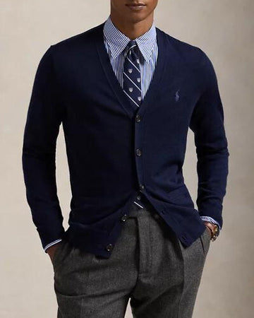 POLO RALPH LAUREN Cardigan slim fit in lana con scollo a V