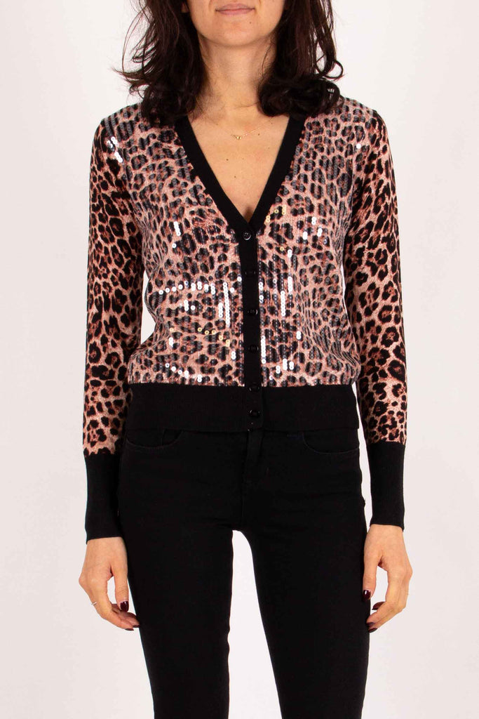 LIU JO Maglia Aperta M/L Stampa Animalier e Piallettes