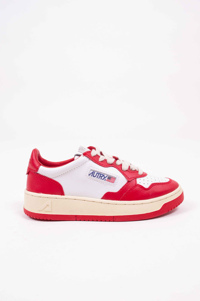 AUTRY SNEAKERS MEDALIST LOW IN PELLE BIANCO ROSSO