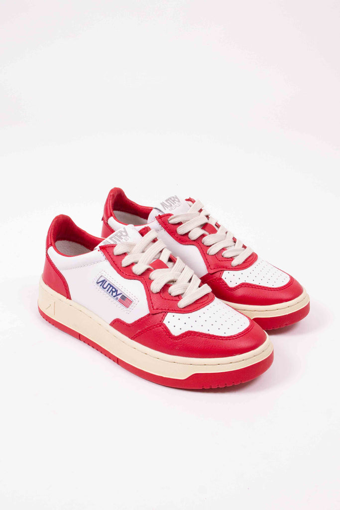 AUTRY SNEAKERS MEDALIST LOW IN PELLE BIANCO ROSSO