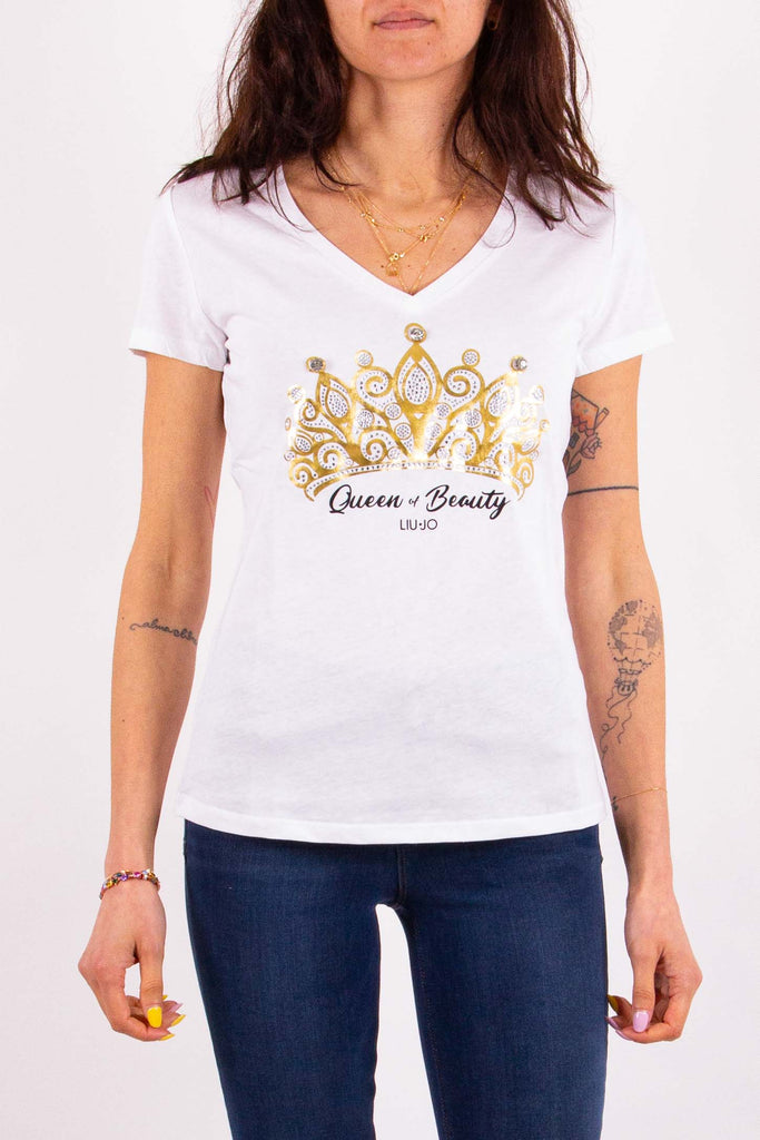 LIU JO T-shirt con stampa e applicazioni