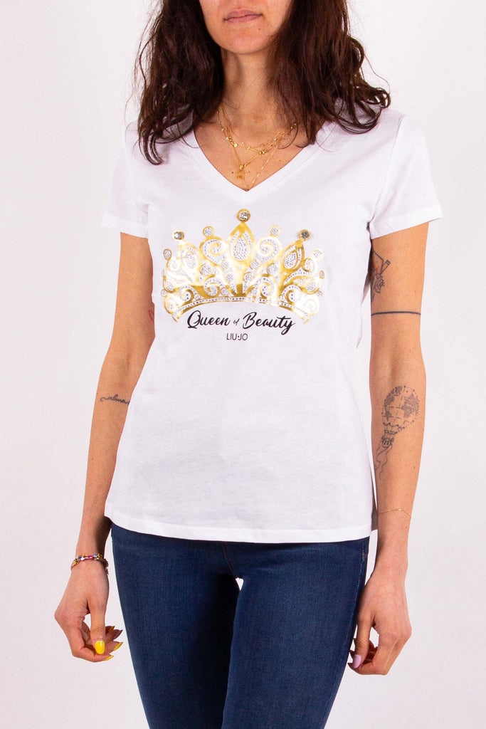 LIU JO T-shirt con stampa e applicazioni