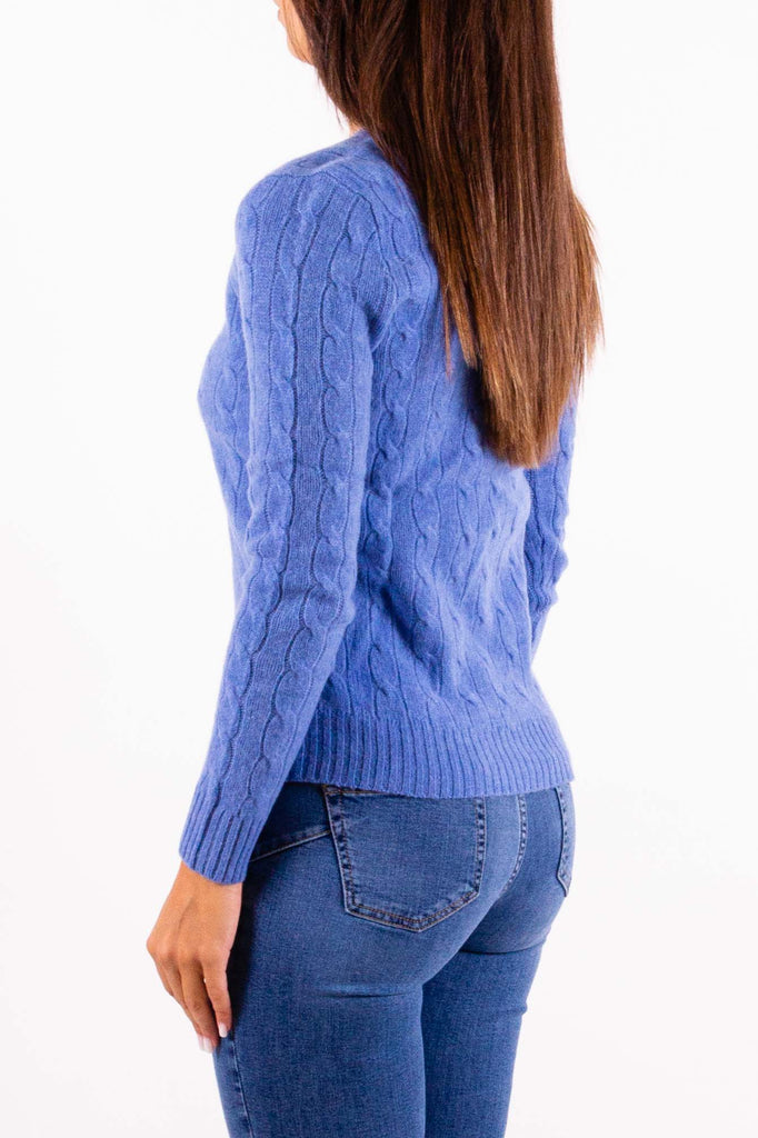 POLO RALPH LAUREN Maglia scollo a V in lana e cashmere a trecce