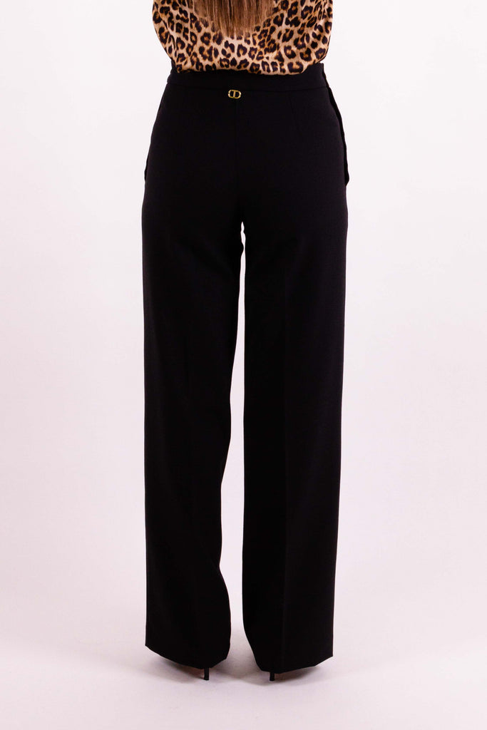 TWIN SET Pantaloni ampi in misto lana