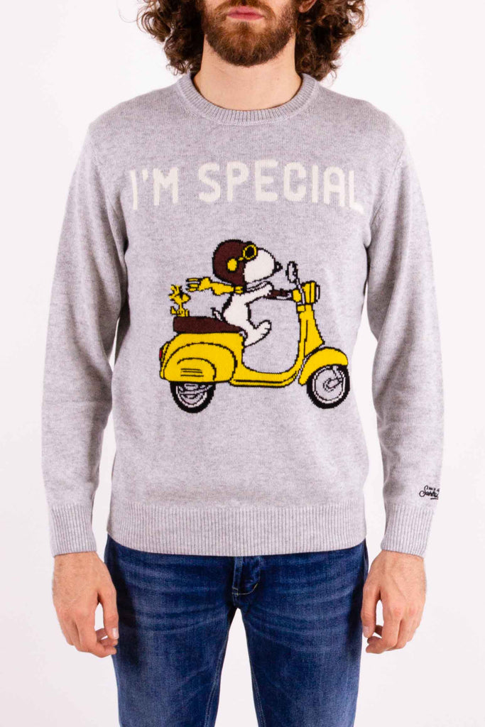 MC2 SAINT BARTH Maglione grigio con stampa Snoopy