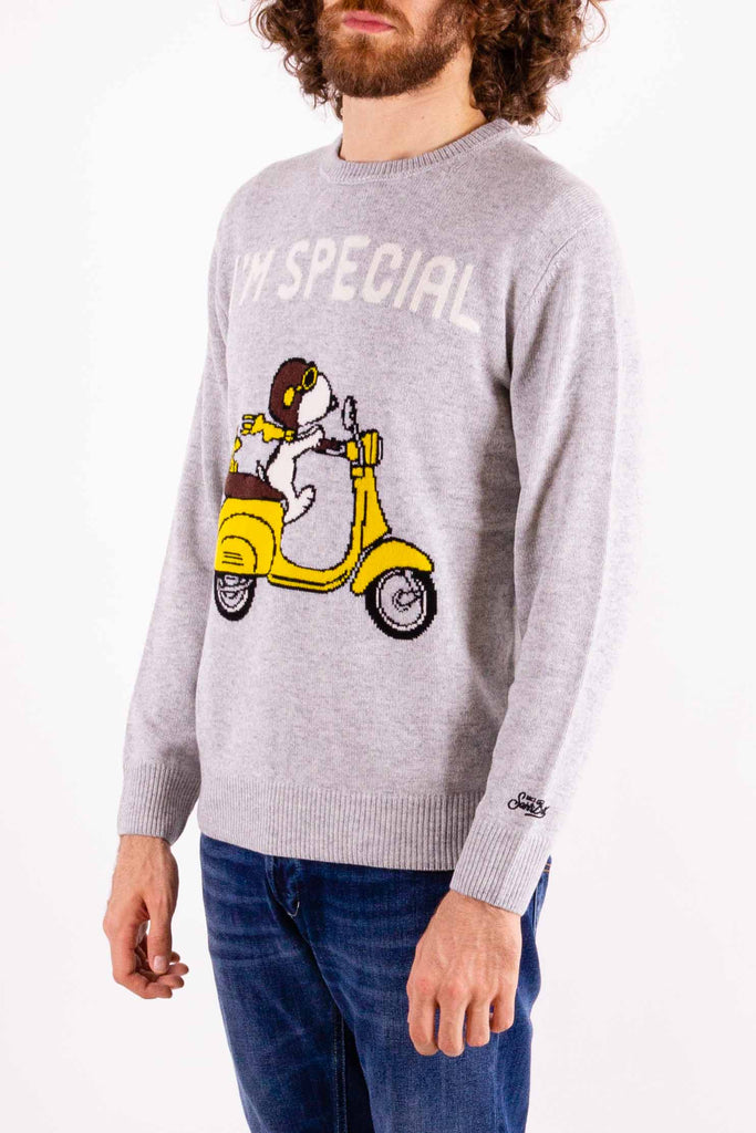 MC2 SAINT BARTH Maglione grigio con stampa Snoopy