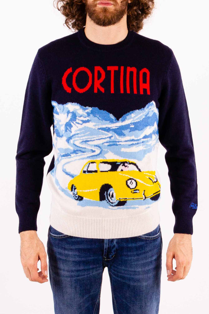 MC2 SAINT BARTH Maglione girocollo Cortina stampa cartolina d'epoca
