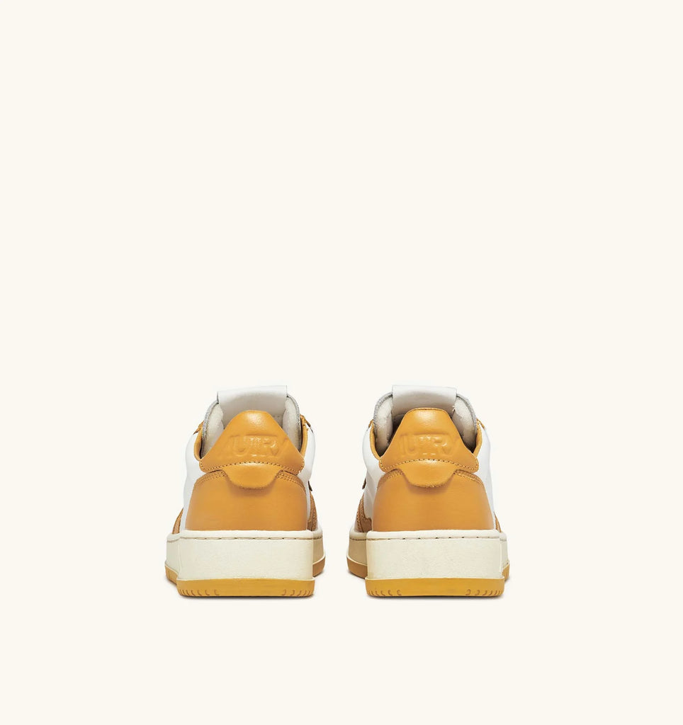 AUTRY Sneakers Medalist Low In Pelle Bianco Giallo