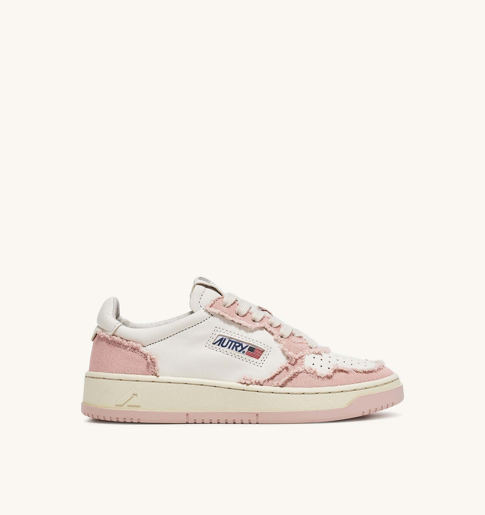 AUTRY Sneakers Medalist Low In Canvas Bianco Rosa