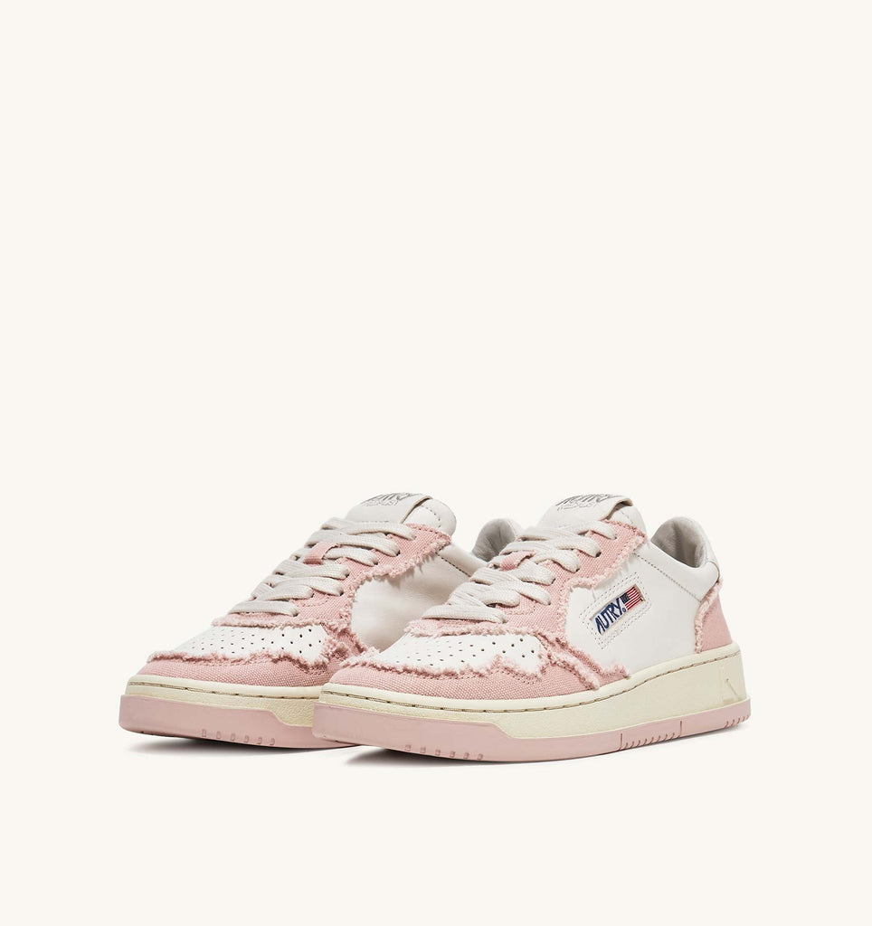 AUTRY Sneakers Medalist Low In Canvas Bianco Rosa