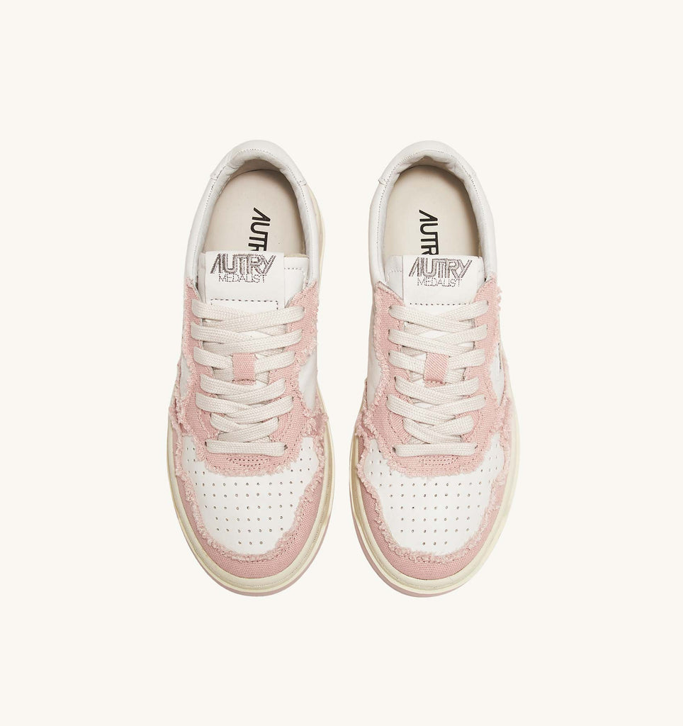 AUTRY Sneakers Medalist Low In Canvas Bianco Rosa
