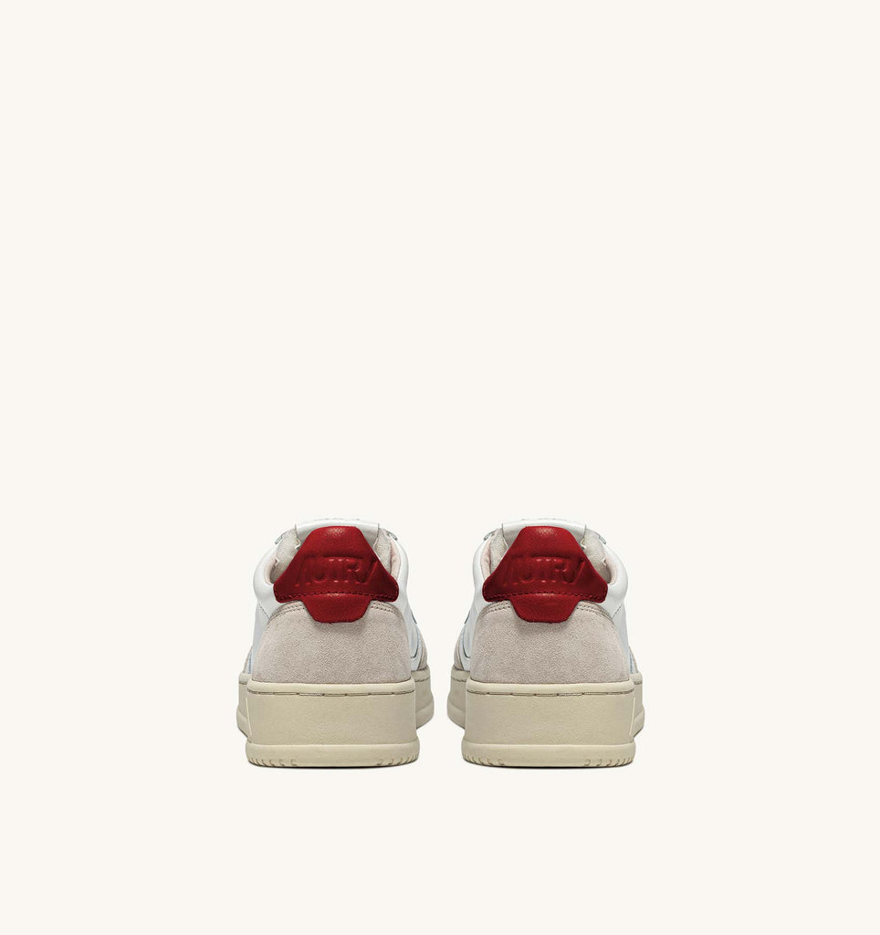 AUTRY Sneakers Medalist Low In Pelle E Suede Bianco Rossa