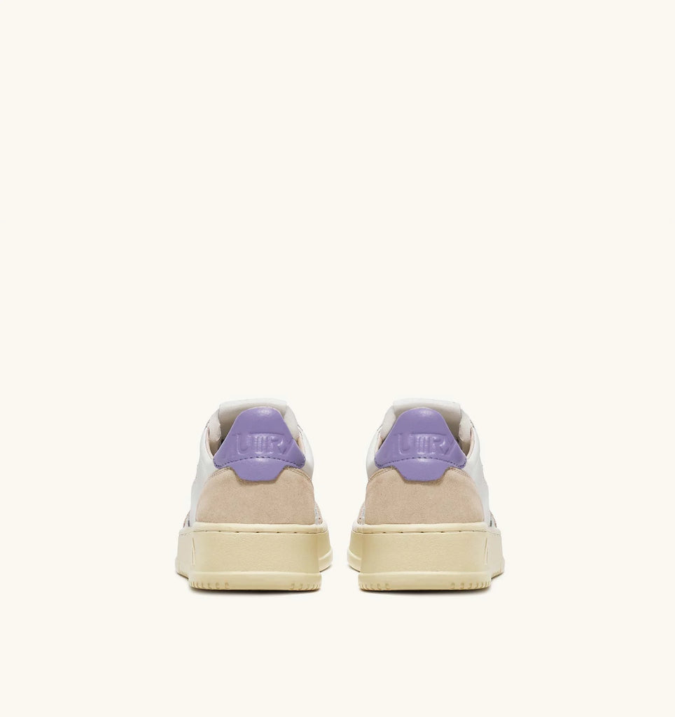 AUTRY Sneakers Medalist Low In Pelle E Suede Bianco E Lavanda