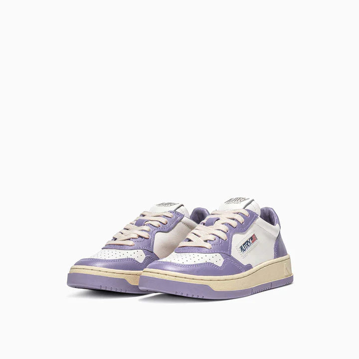 AUTRY Sneakers Medalist Low In Pelle Bianco Lavanda