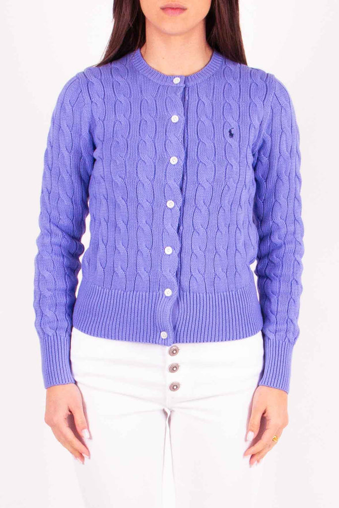 POLO RALPH LAUREN Cardigan a girocollo in cotone a trecce