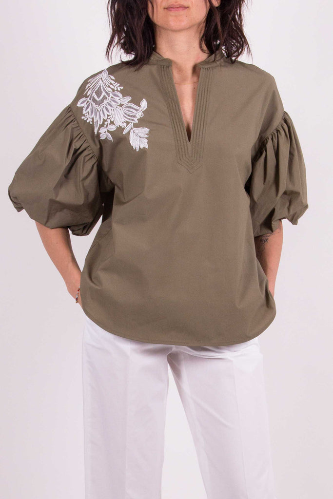 TWIN SET Blusa in popeline con ricamo
