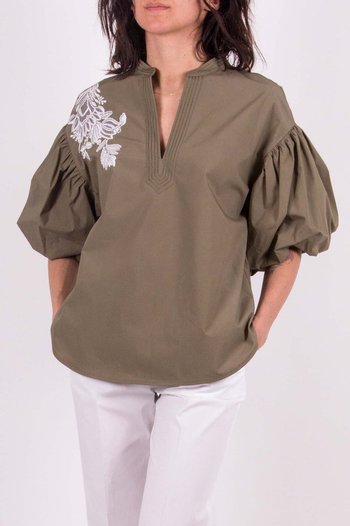 TWIN SET Blusa in popeline con ricamo