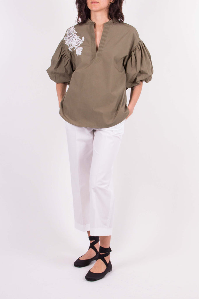 TWIN SET Blusa in popeline con ricamo