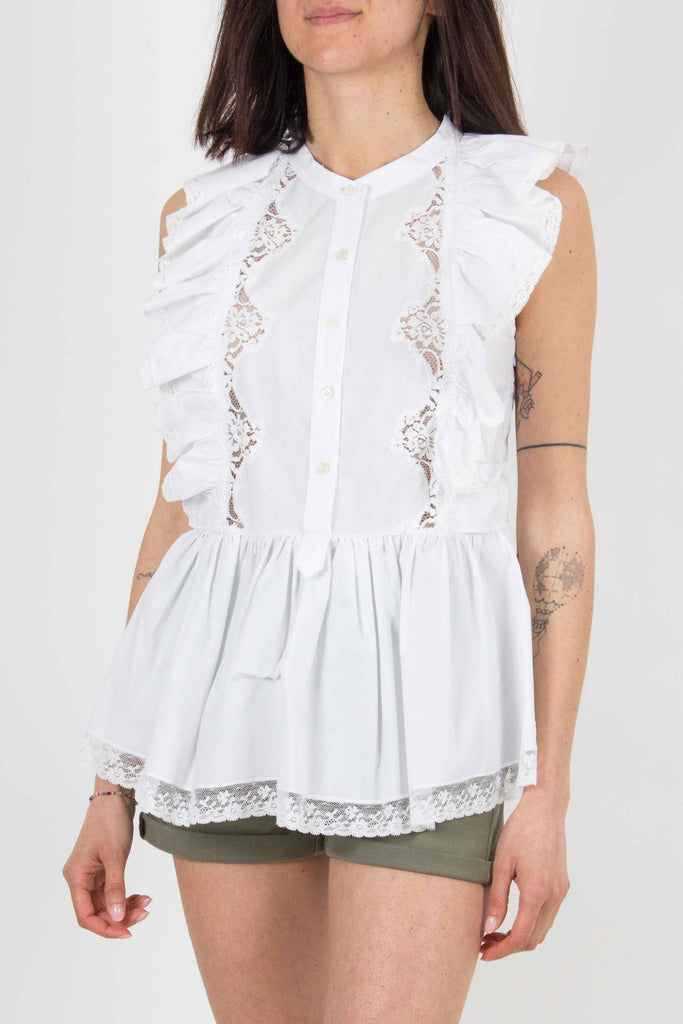 ERMANNO SCERVINO Top Con Rouches E Pizzo