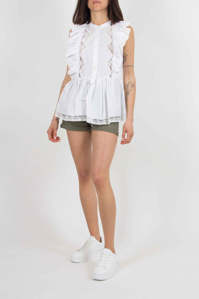 ERMANNO SCERVINO Top Con Rouches E Pizzo